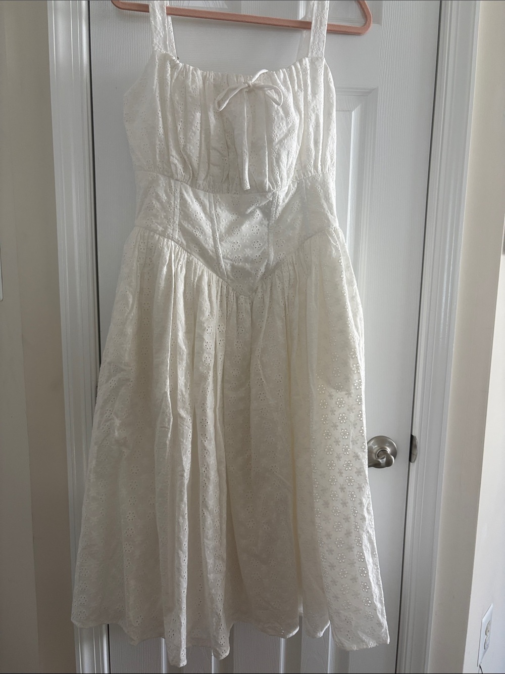 “Marie” Ivory Fuller Bust Midi Embroidery Dress - Picture 4 of 6